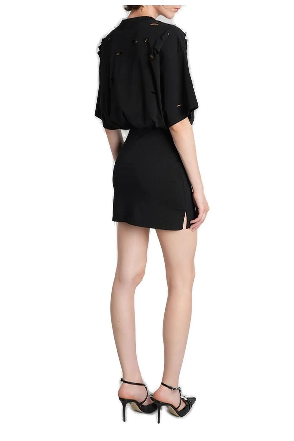 Area Embellished Distressed Dress