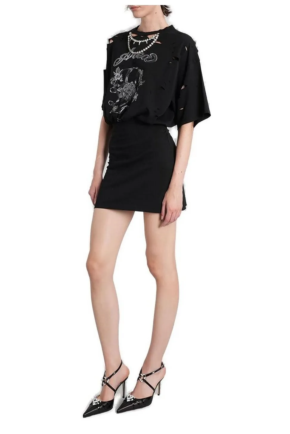 Area Embellished Distressed Dress