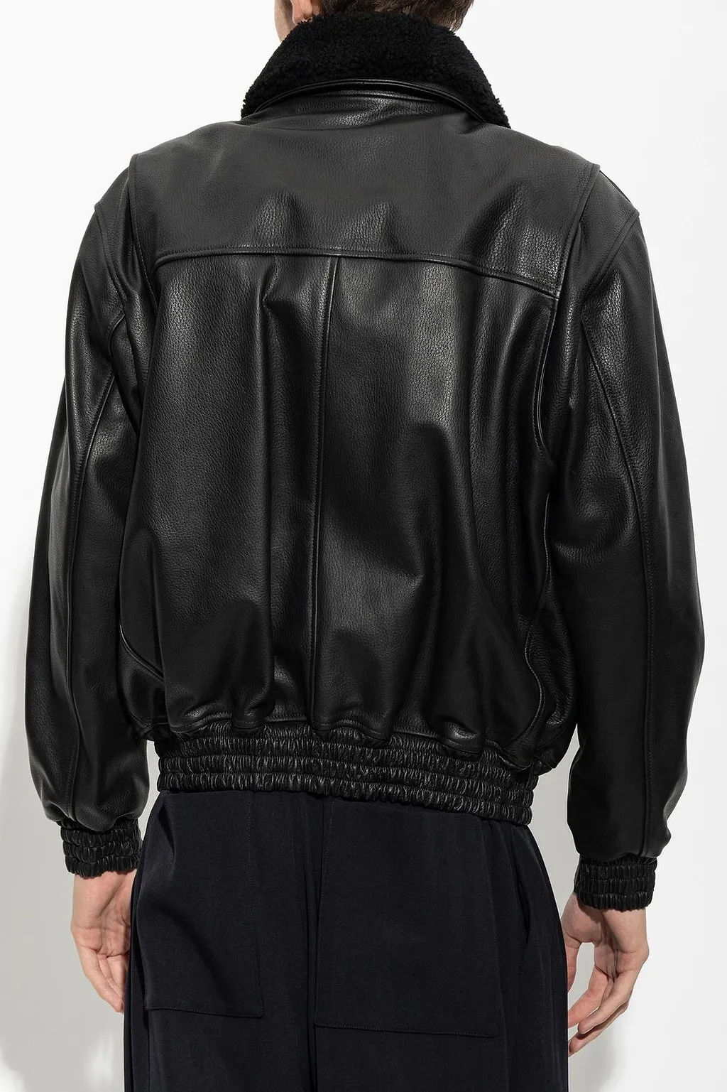 Arma Bari Shearling Collar Leather Jacket