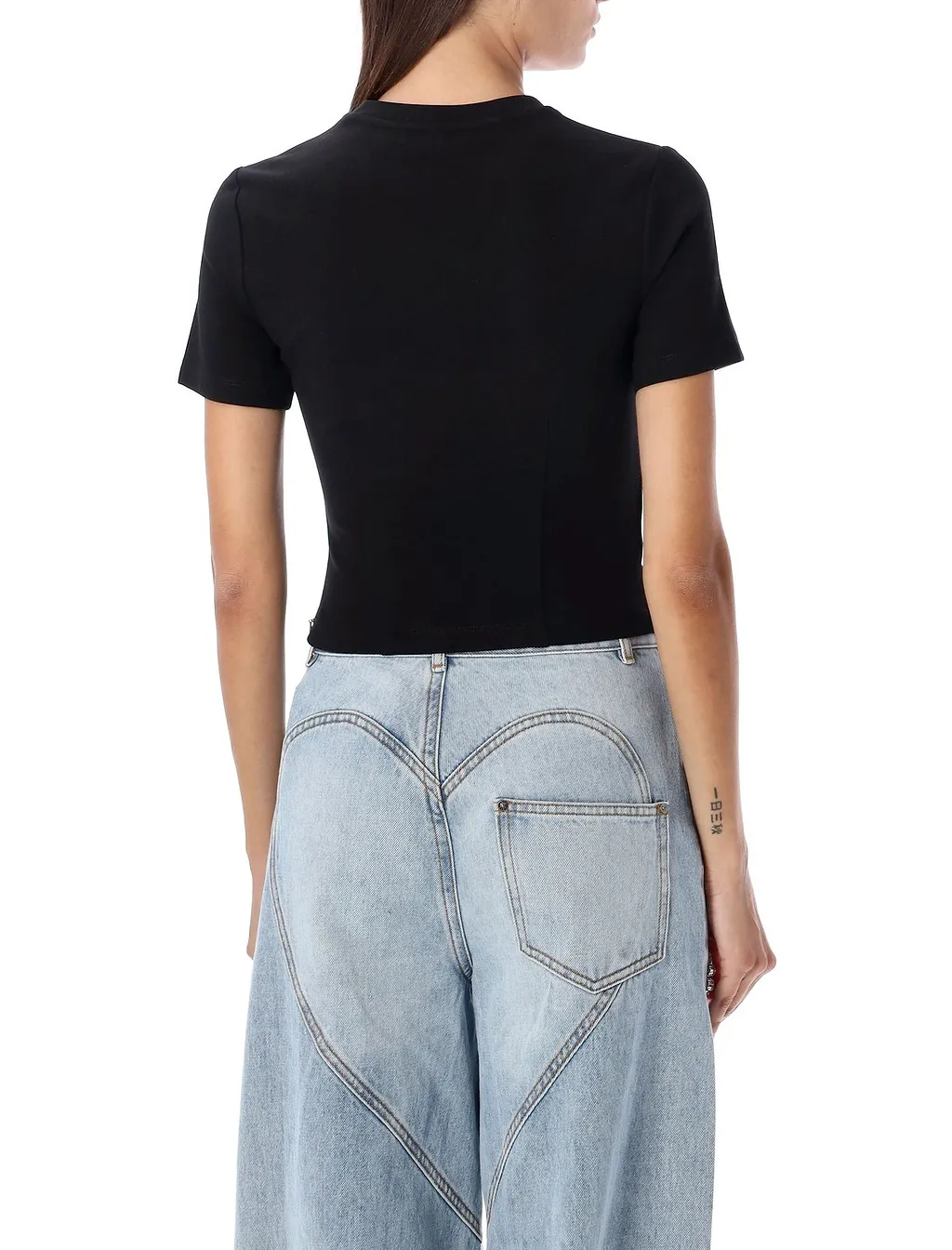 Area Embellished Short-Sleeved Bustier Style Top