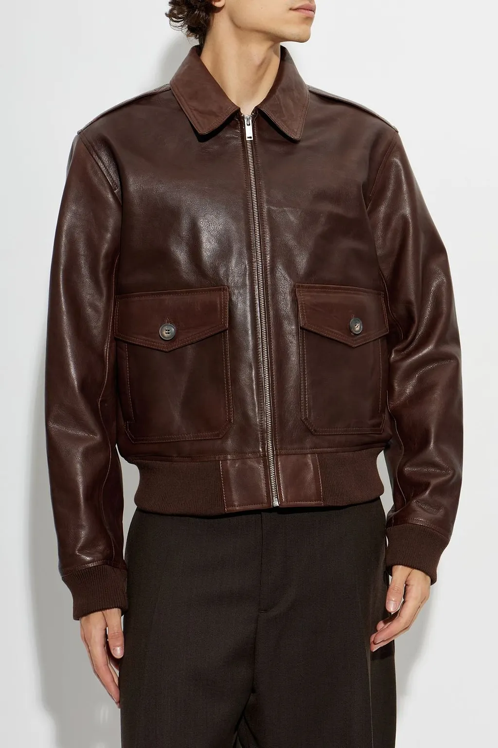 A.P.C. Leather Zip Jacket