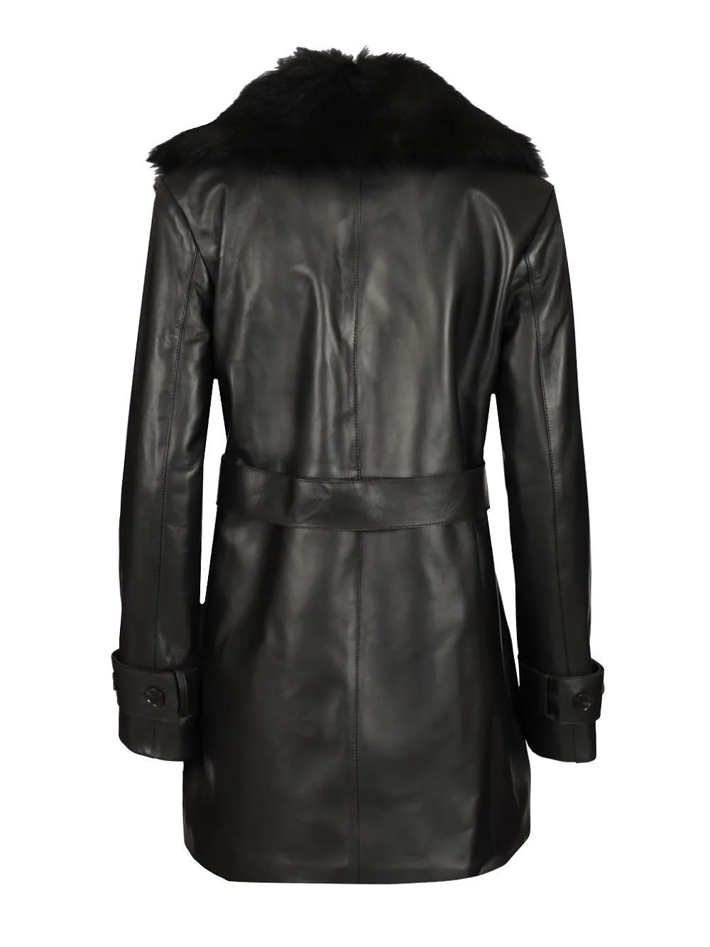 Manon Double-Breasted Leather Coat