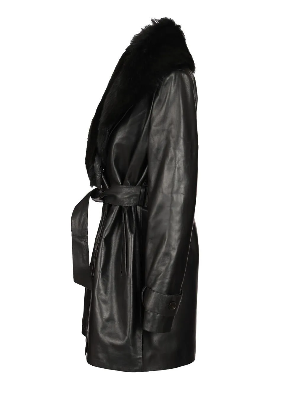 Manon Double-Breasted Leather Coat