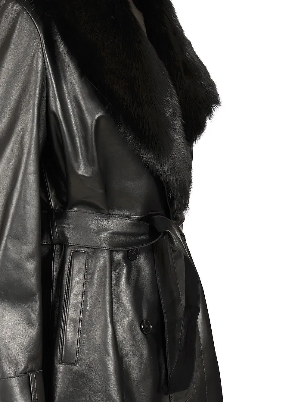 Manon Double-Breasted Leather Coat