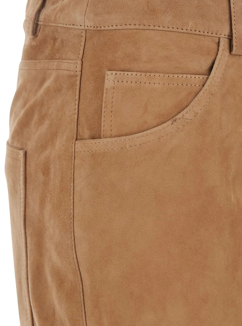 Michela Suede Straight-Leg Pants