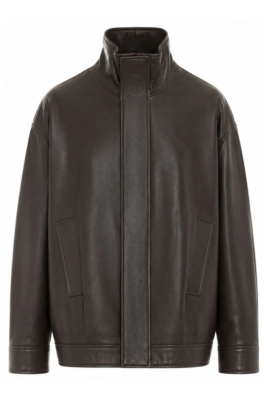 Paula High Neck Leather Jacket