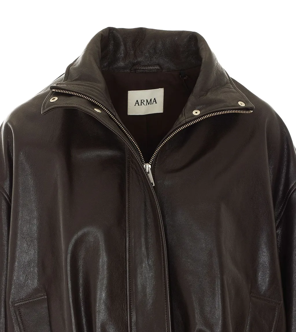 Paula High Neck Leather Jacket