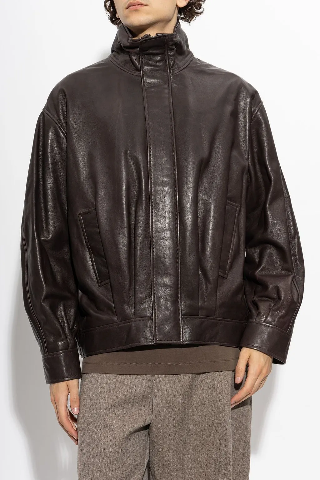 Paulo Stand-Collar Leather Jacket