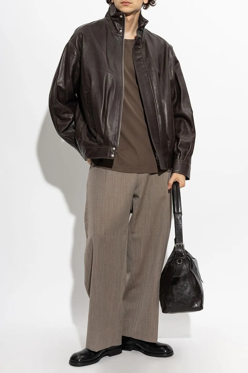 Paulo Stand-Collar Leather Jacket