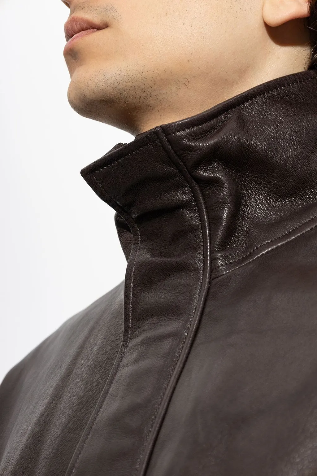 Paulo Stand-Collar Leather Jacket