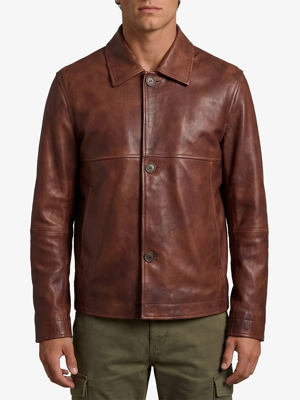 Steep Buttoned Leather Jacket