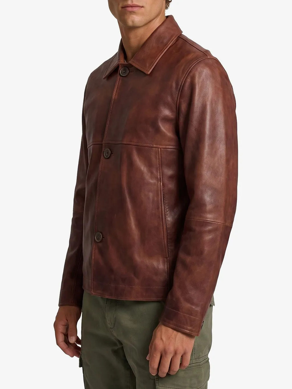 Steep Buttoned Leather Jacket