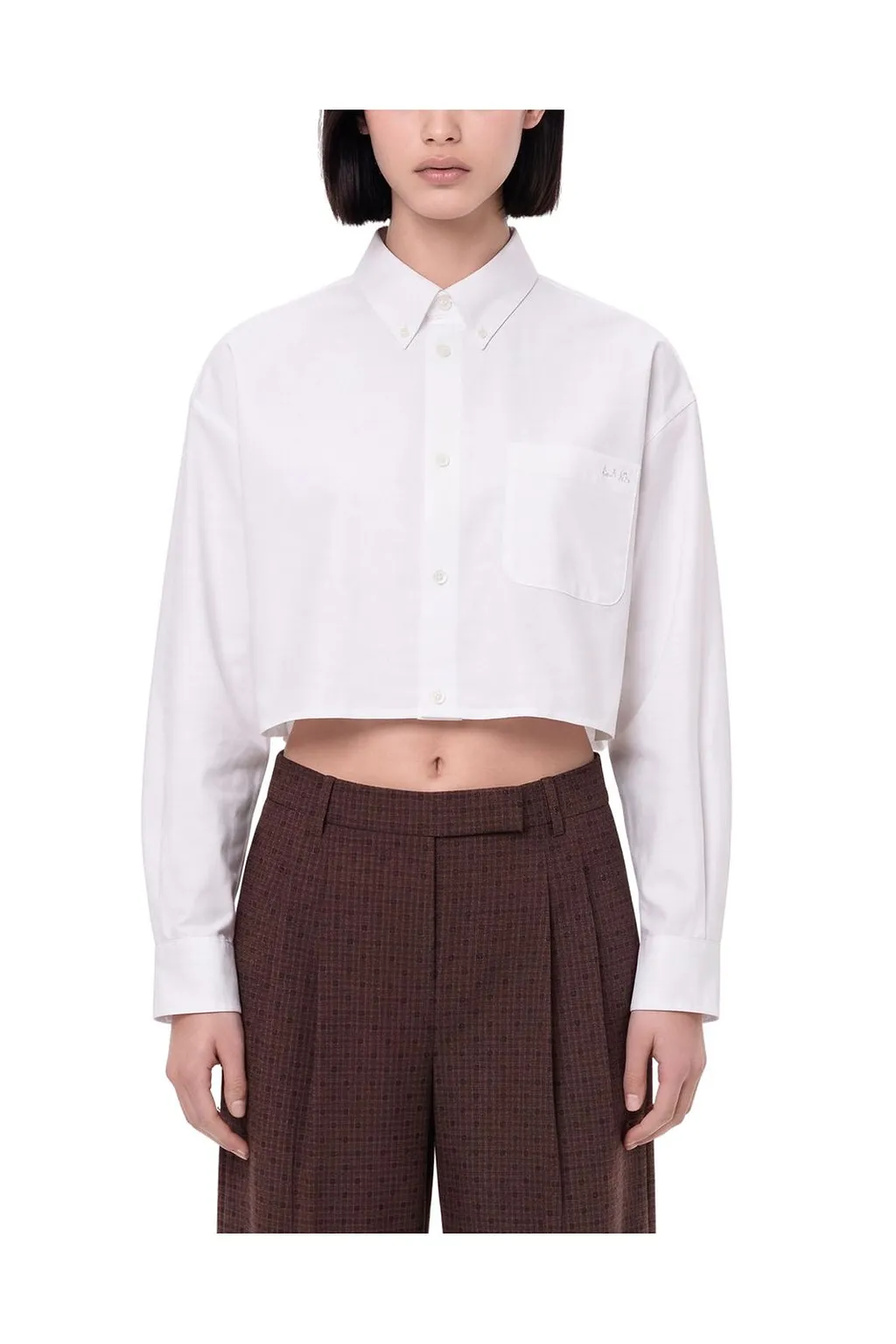 A.P.C. Long Sleeved Button-Down Cropped Shirt
