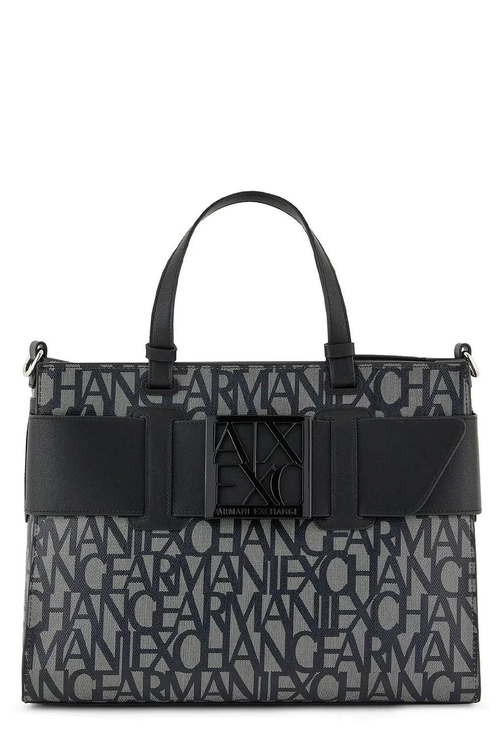 Armani Exchange All-Over Logo Printed Top Handle Tote Bag