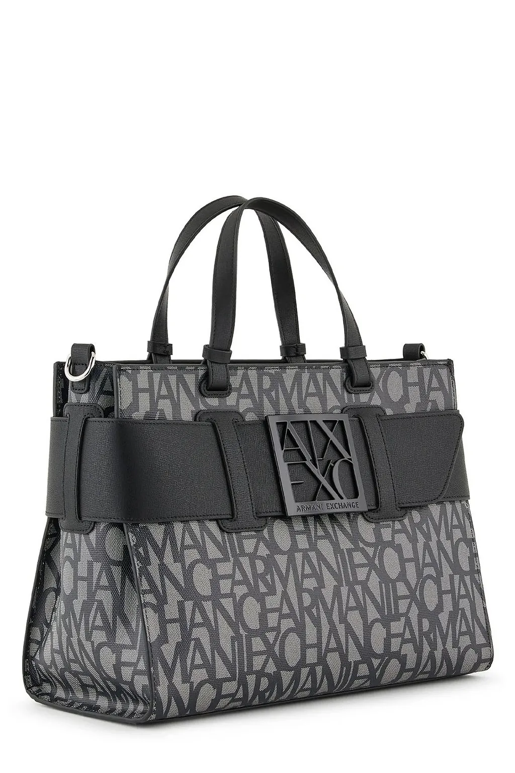 Armani Exchange All-Over Logo Printed Top Handle Tote Bag