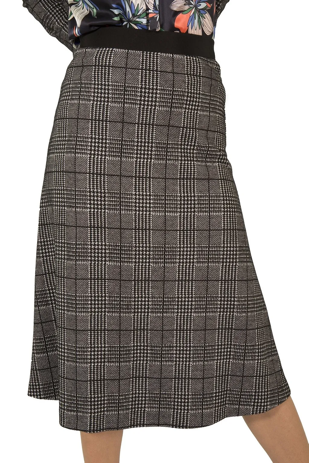 Atos Lombardini Prince Of Wales Printed Midi Skirt