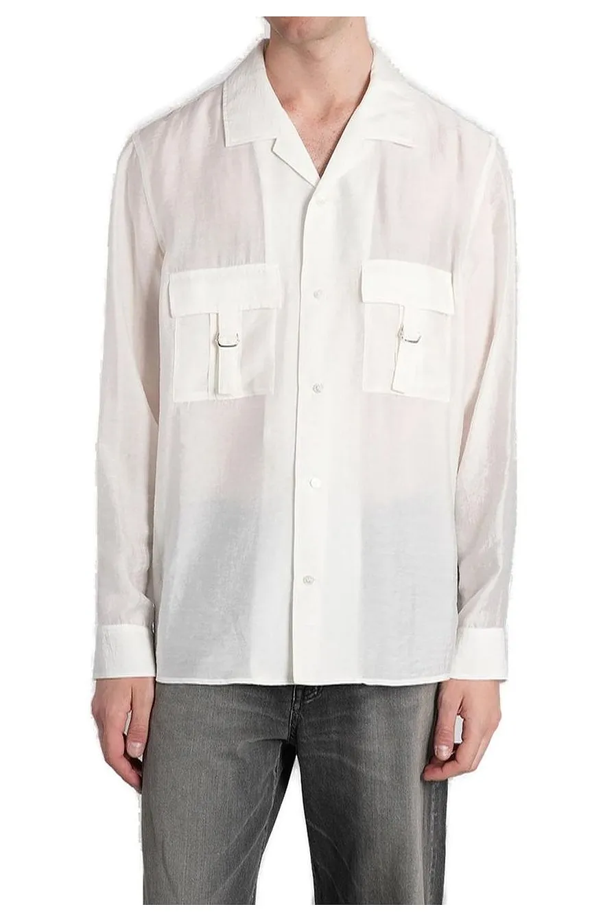 Attachment Buckle-Detailed Semi-Sheer Shirt