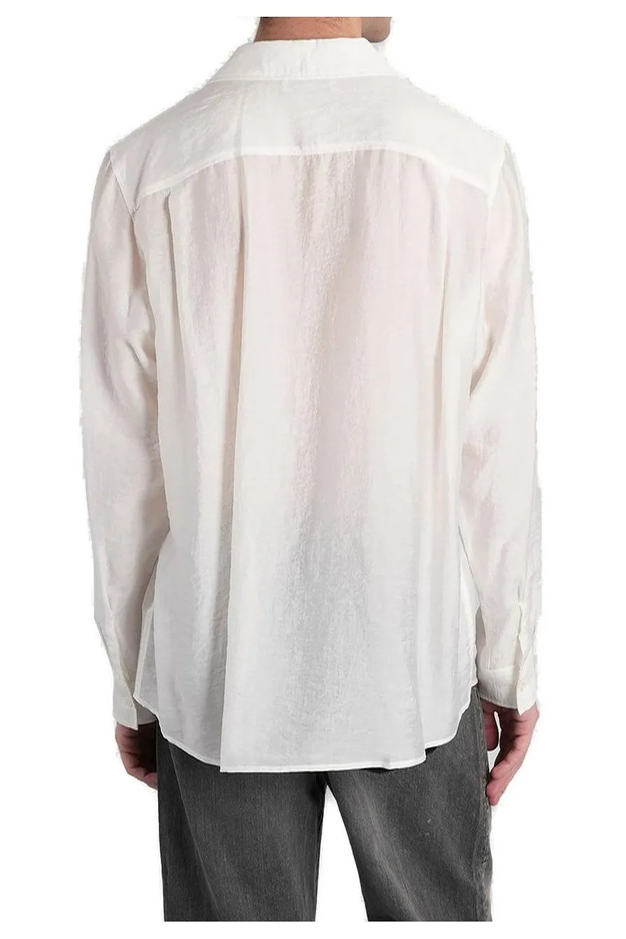 Attachment Buckle-Detailed Semi-Sheer Shirt