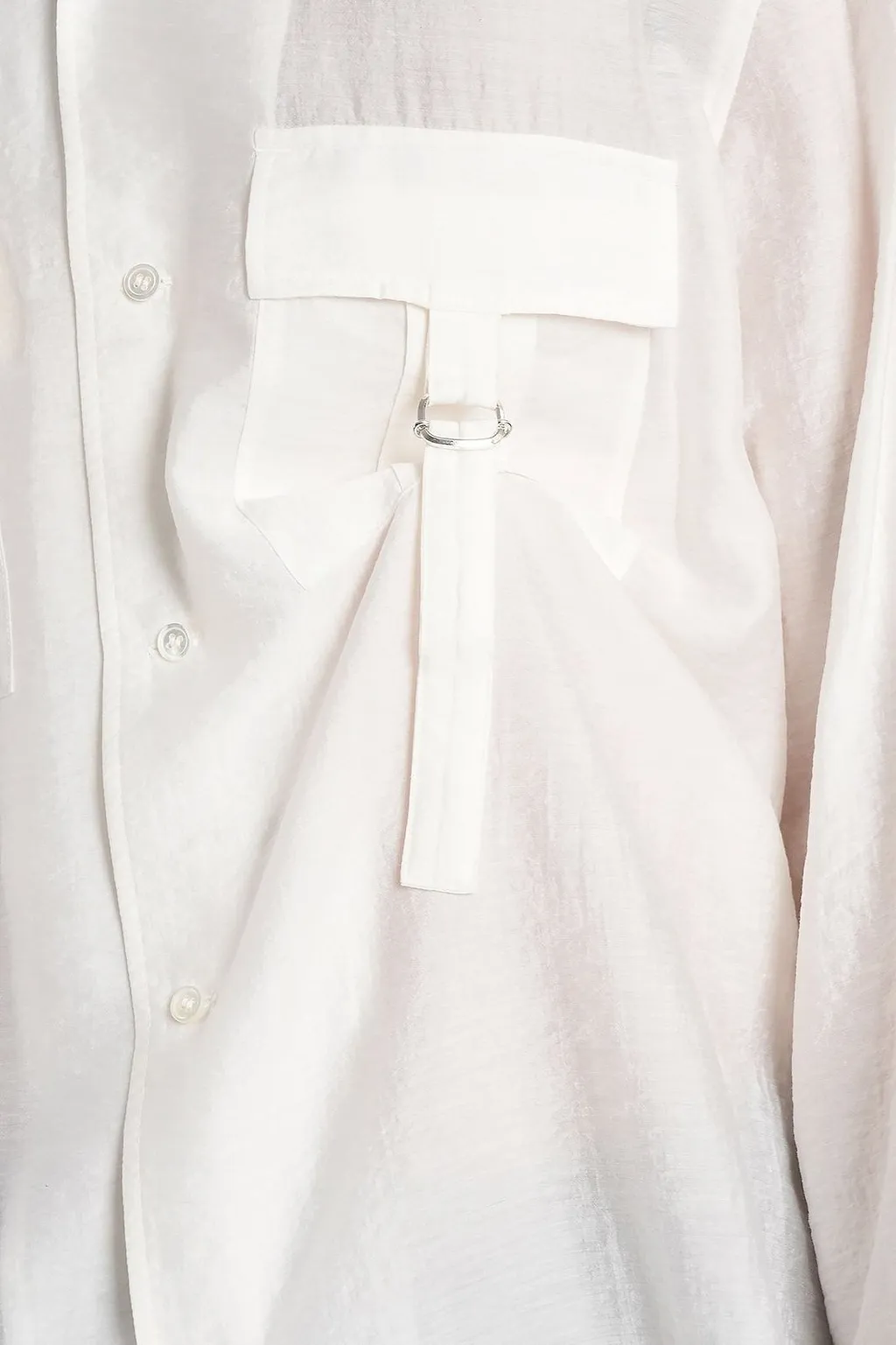 Attachment Buckle-Detailed Semi-Sheer Shirt