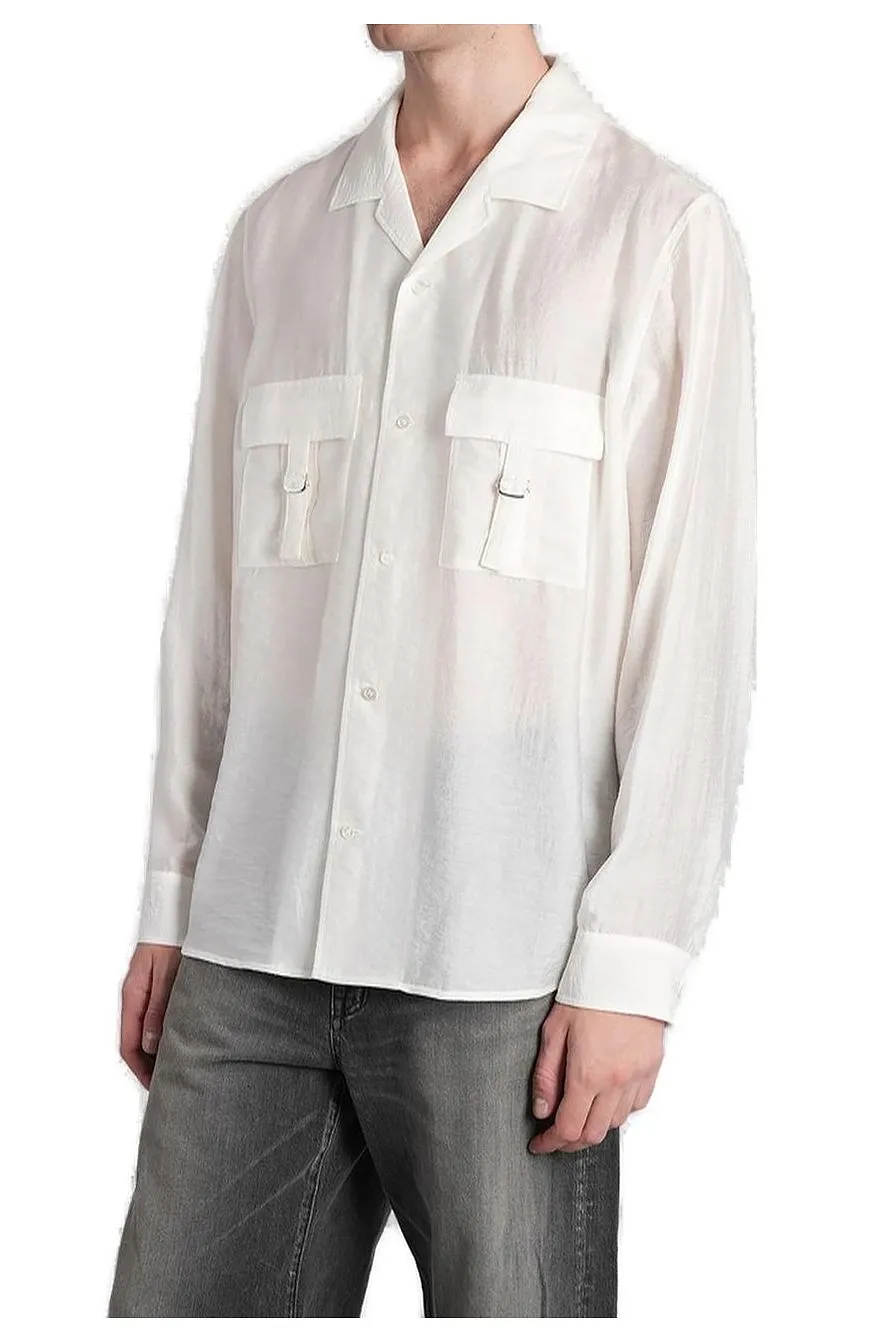 Attachment Buckle-Detailed Semi-Sheer Shirt