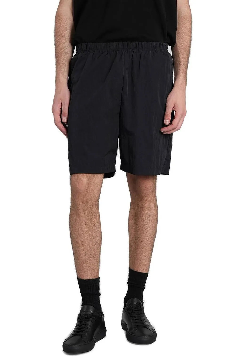 Attachment Elasticated-Waistband Straight Hem Shorts
