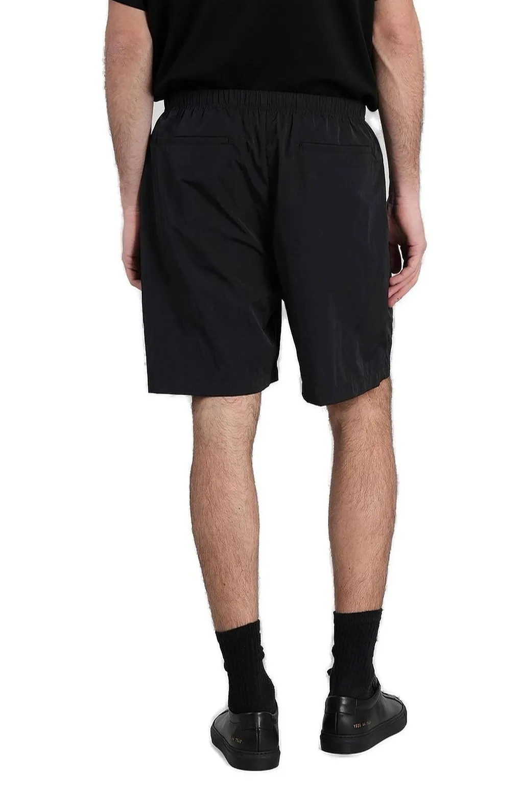Attachment Elasticated-Waistband Straight Hem Shorts