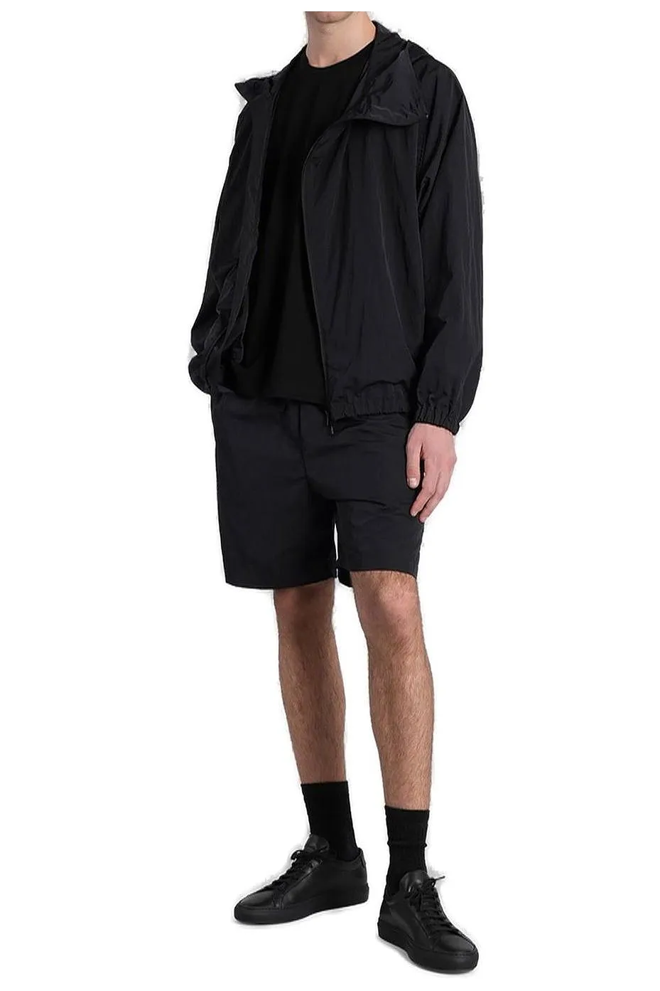 Attachment Elasticated-Waistband Straight Hem Shorts