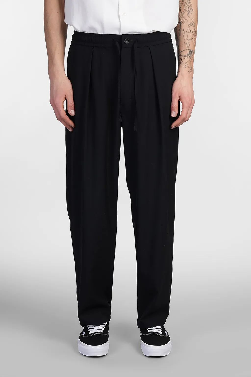 Attachment Pleated Straight Leg Pants