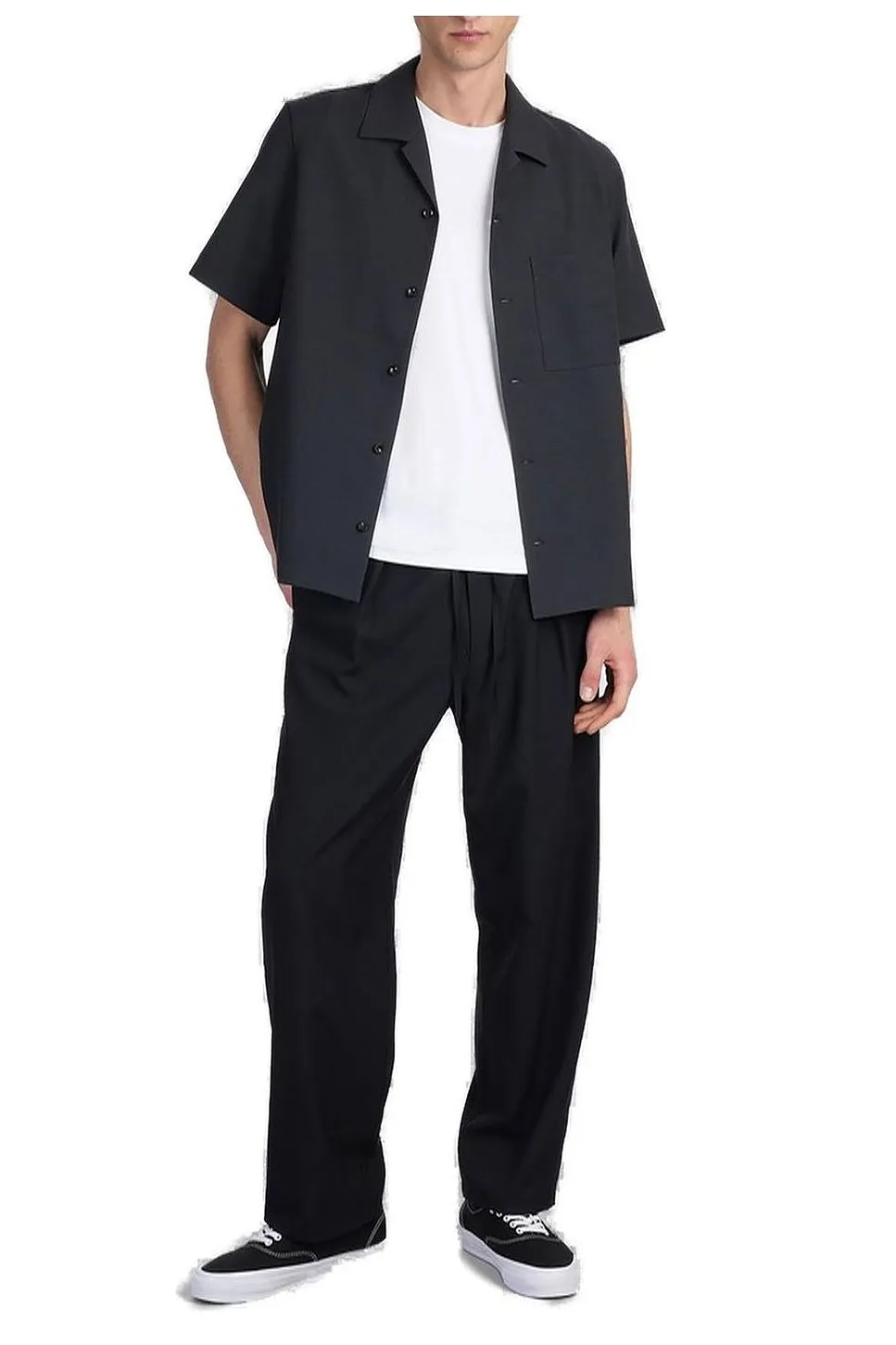 Attachment Straight Hem Short Sleeve Shirt