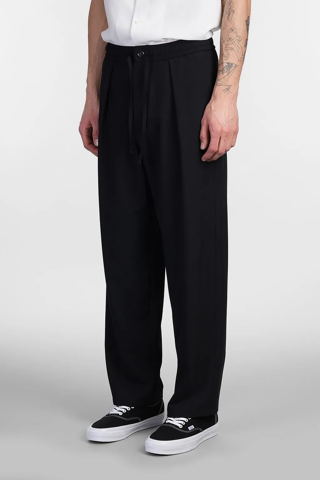Attachment Pleated Straight Leg Pants