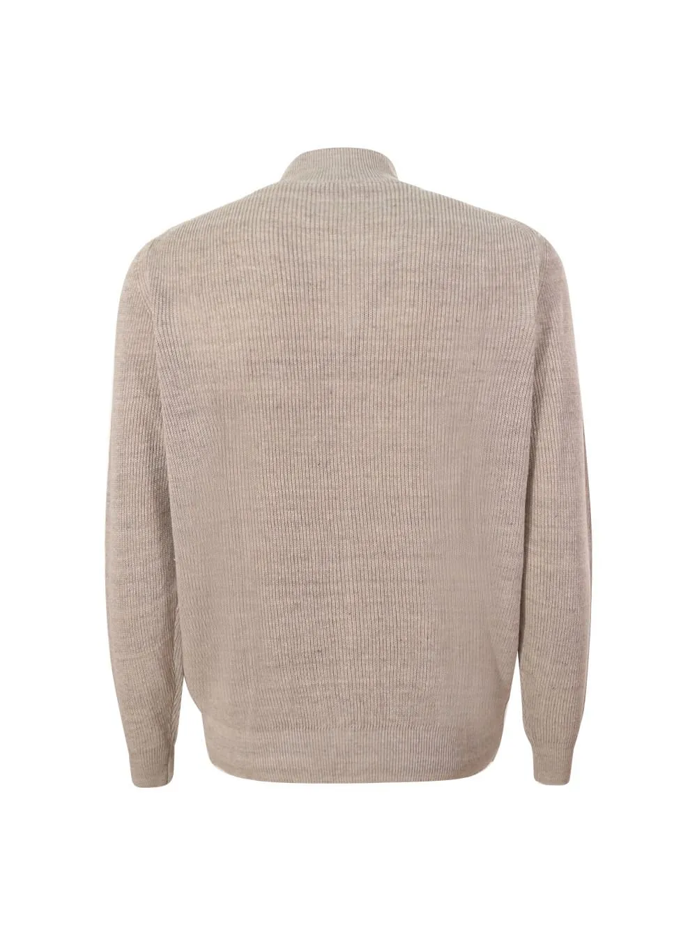 Arrows Buttoned Stand-Collar Knitted Sweater