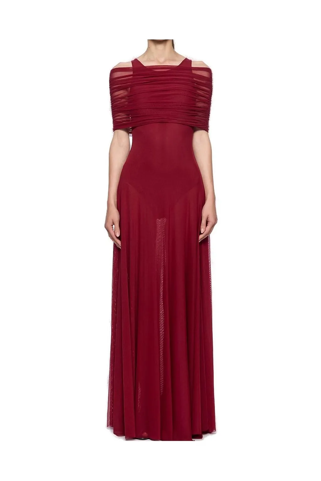 Atu Body Couture Round Neck Mesh Maxi Dress