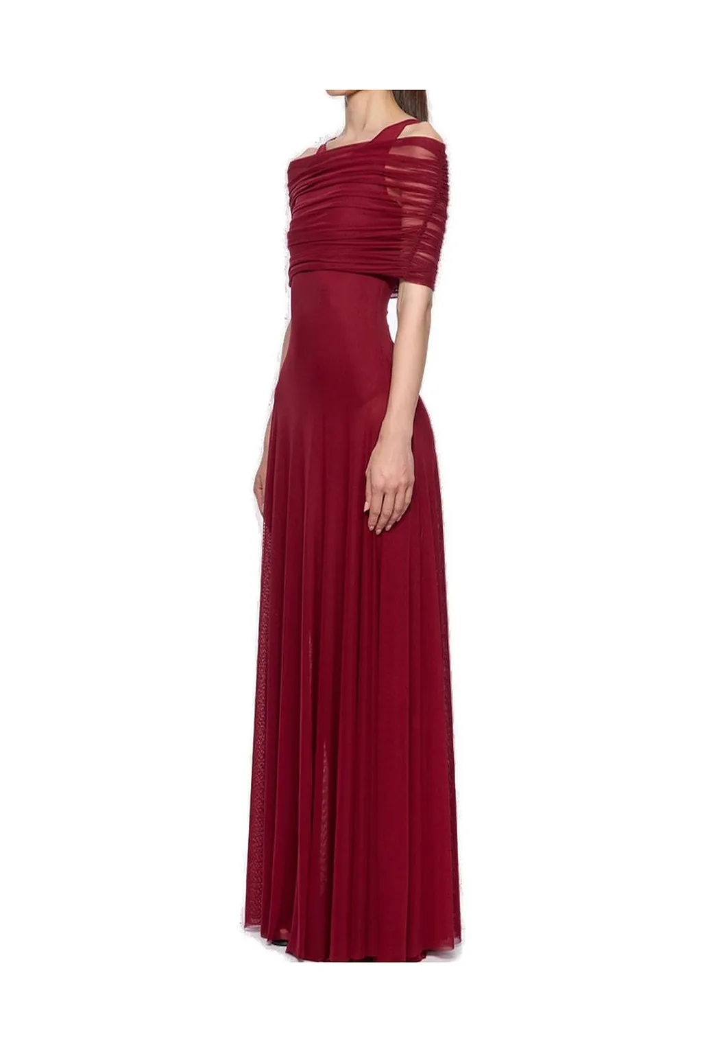 Atu Body Couture Round Neck Mesh Maxi Dress