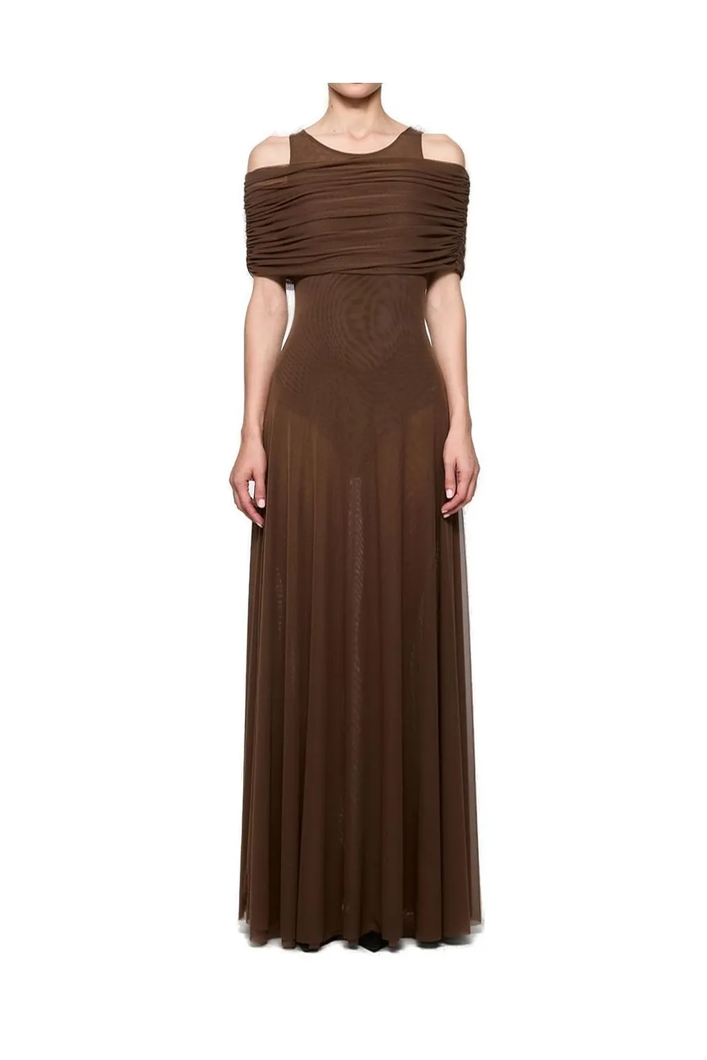 Atu Body Couture Round Neck Mesh Maxi Dress