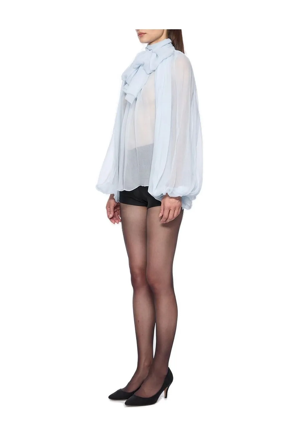 Atu Body Couture Scarcf Detailed Chiffon Blouse