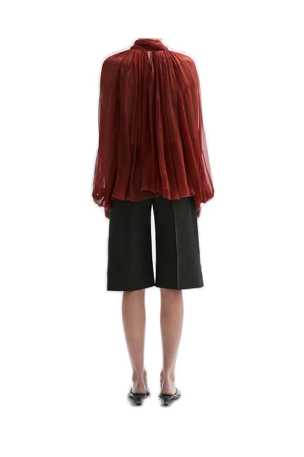 Atu Body Couture Scarcf Detailed Chiffon Blouse