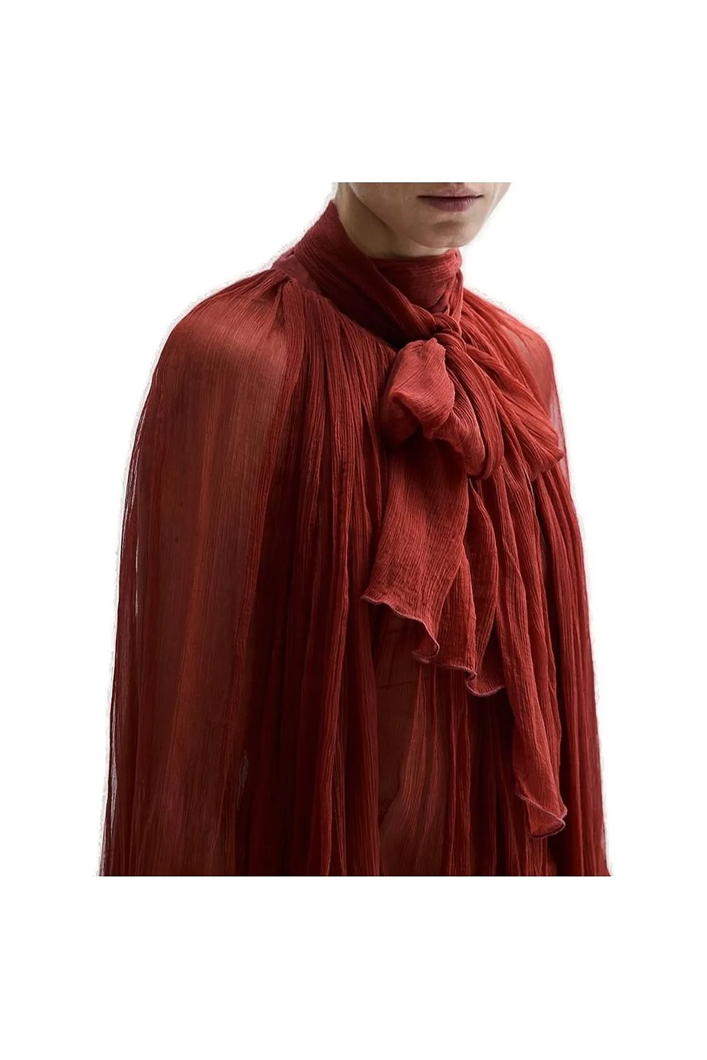 Atu Body Couture Scarcf Detailed Chiffon Blouse