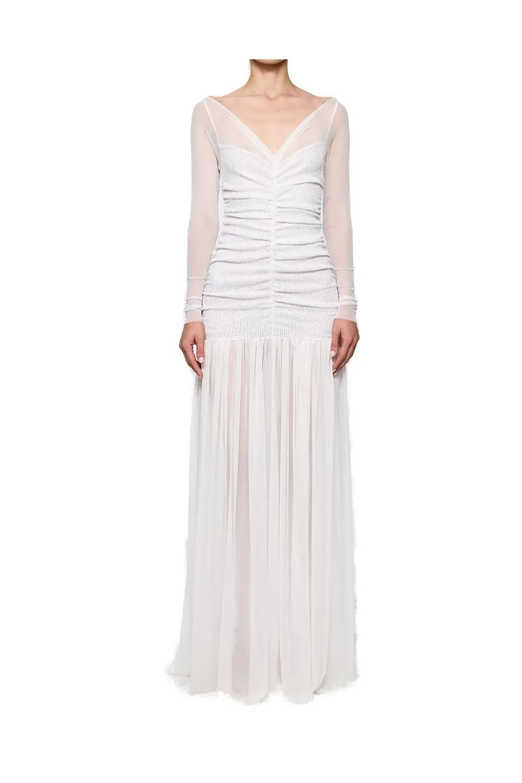 Atu Body Couture Sequin Embellished Ruched Tulle Gown