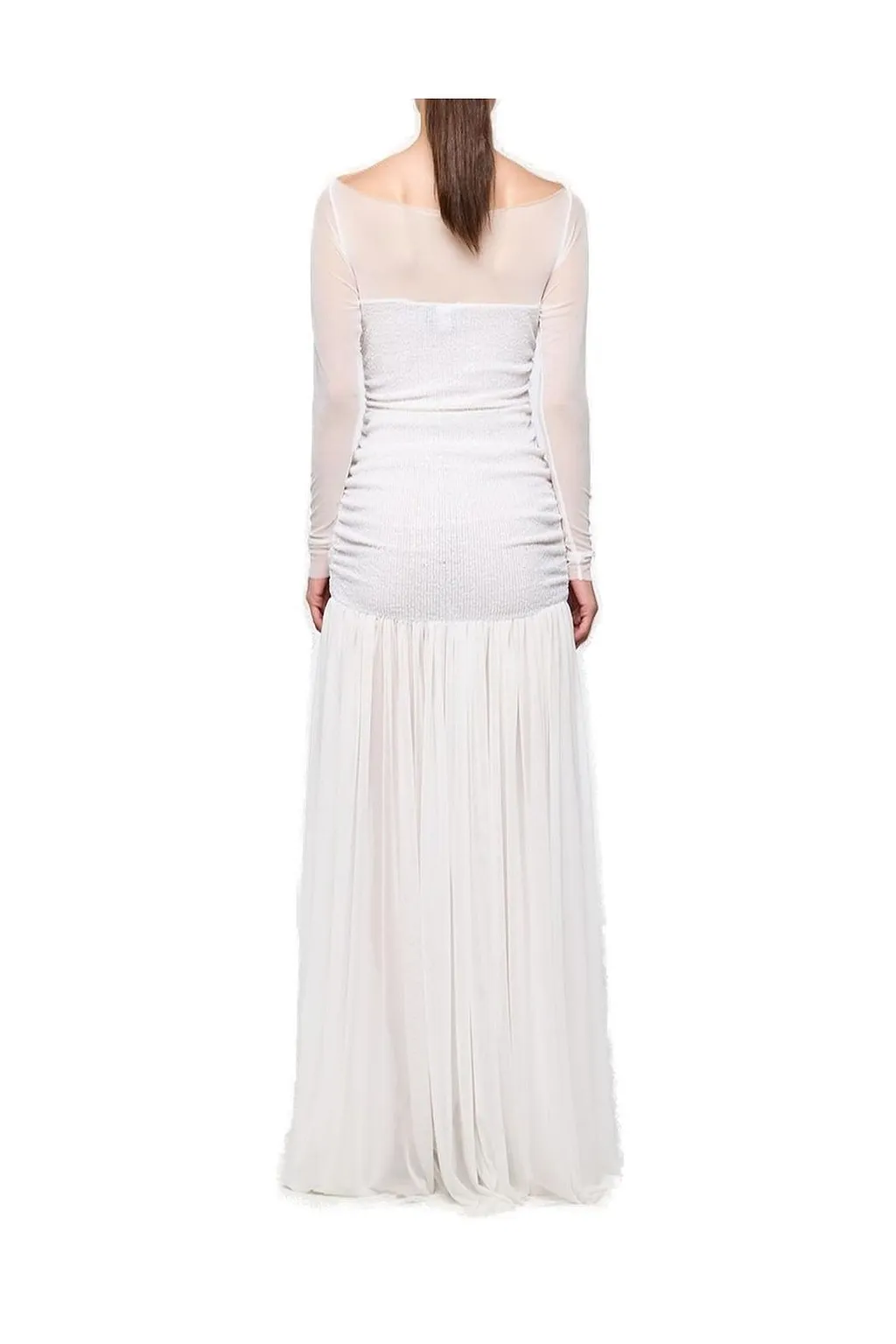 Atu Body Couture Sequin Embellished Ruched Tulle Gown