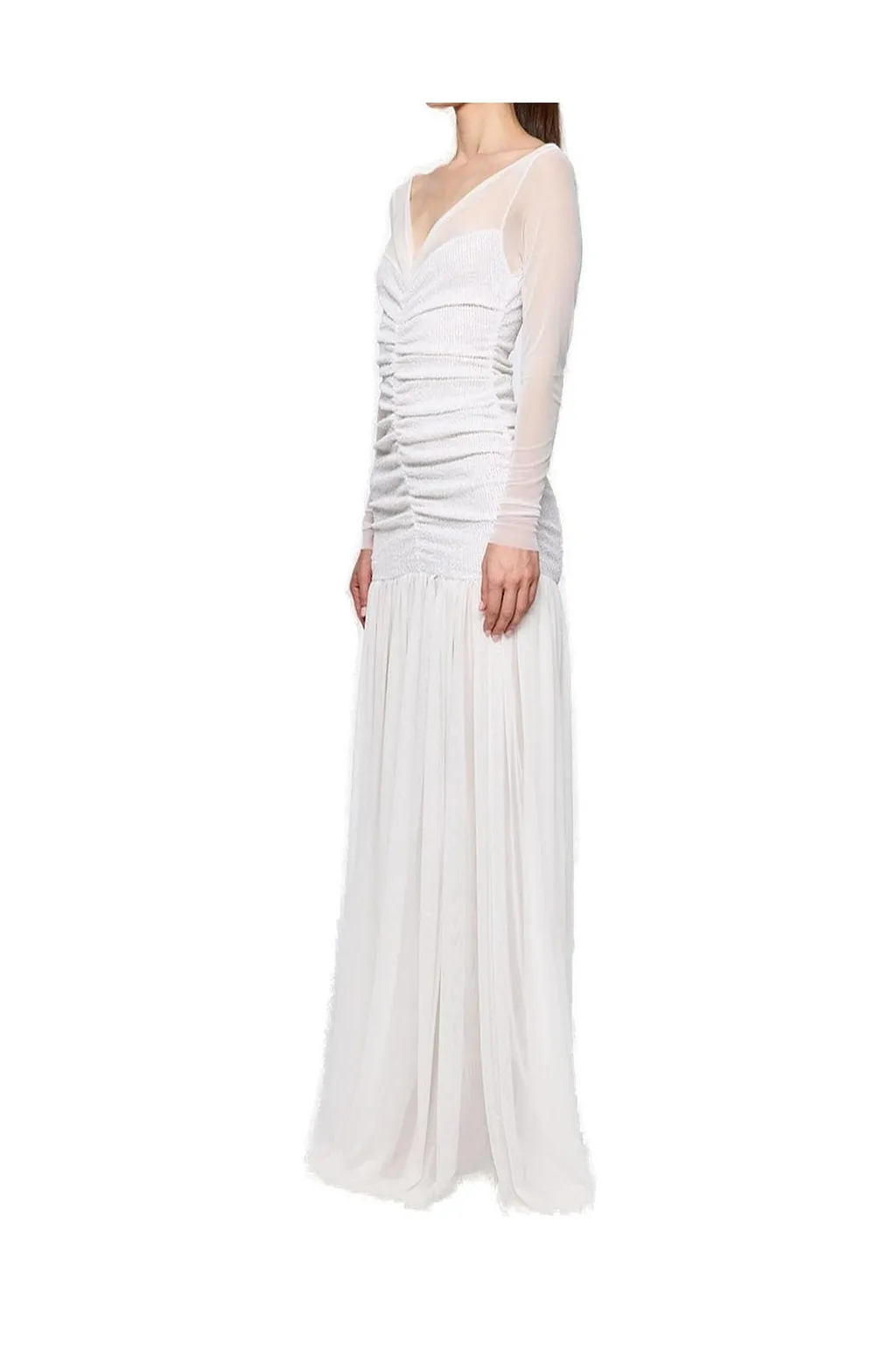 Atu Body Couture Sequin Embellished Ruched Tulle Gown