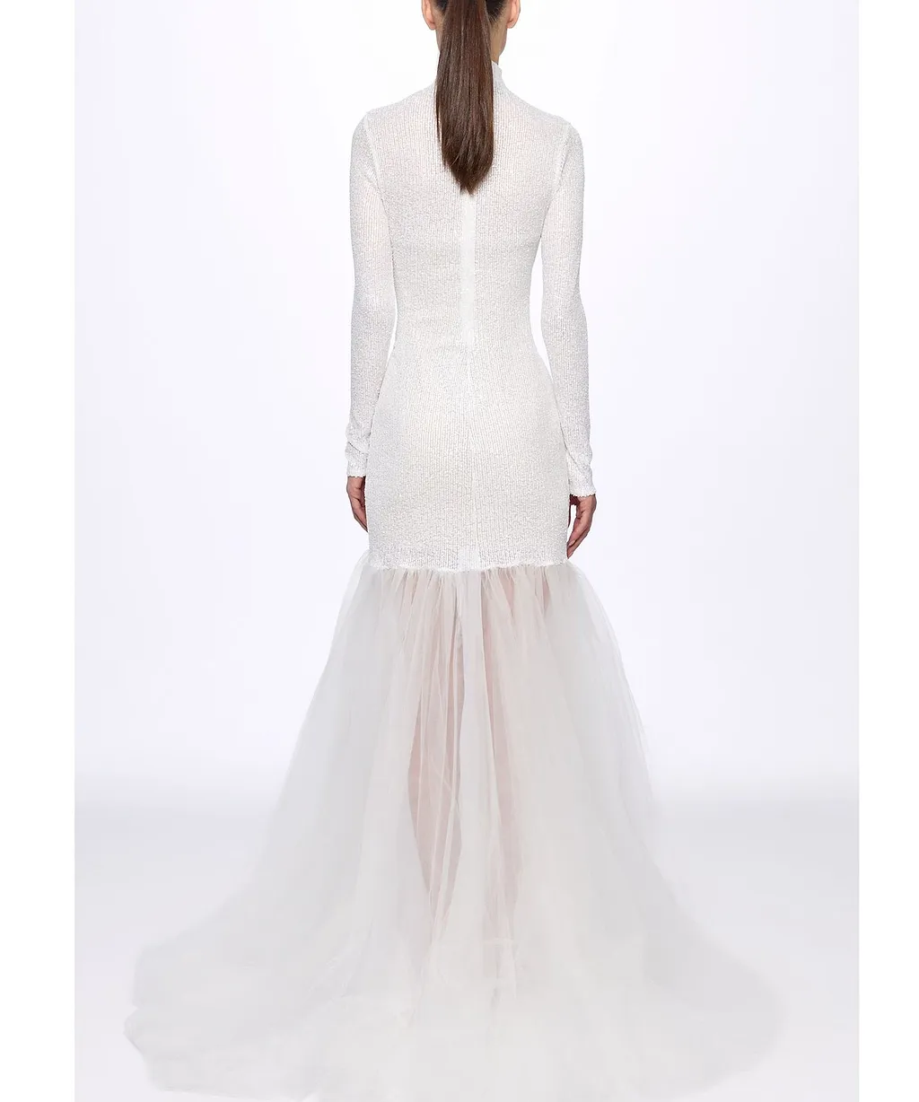Atu Body Couture Turtleneck Sequin Gown Dress