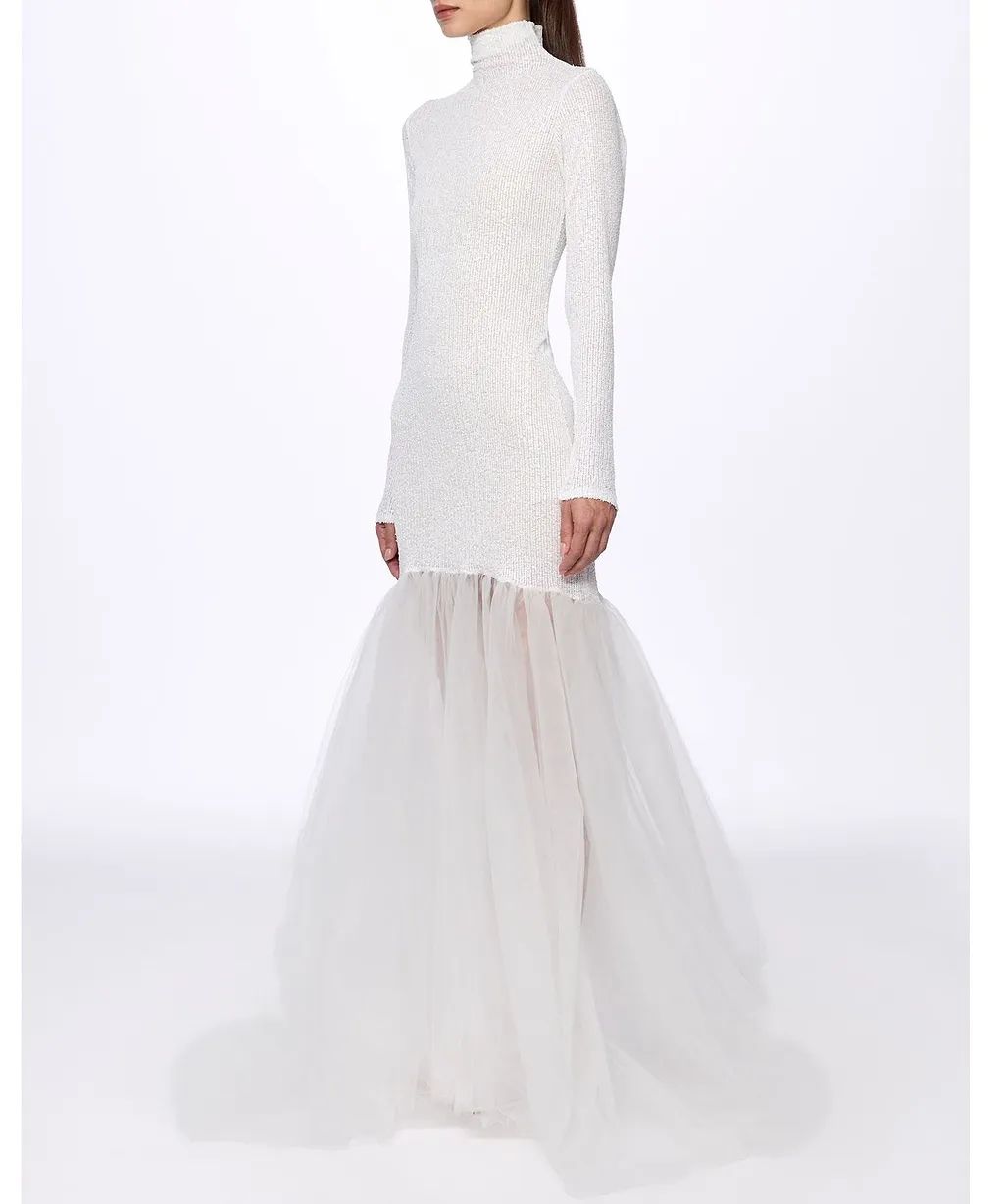 Atu Body Couture Turtleneck Sequin Gown Dress