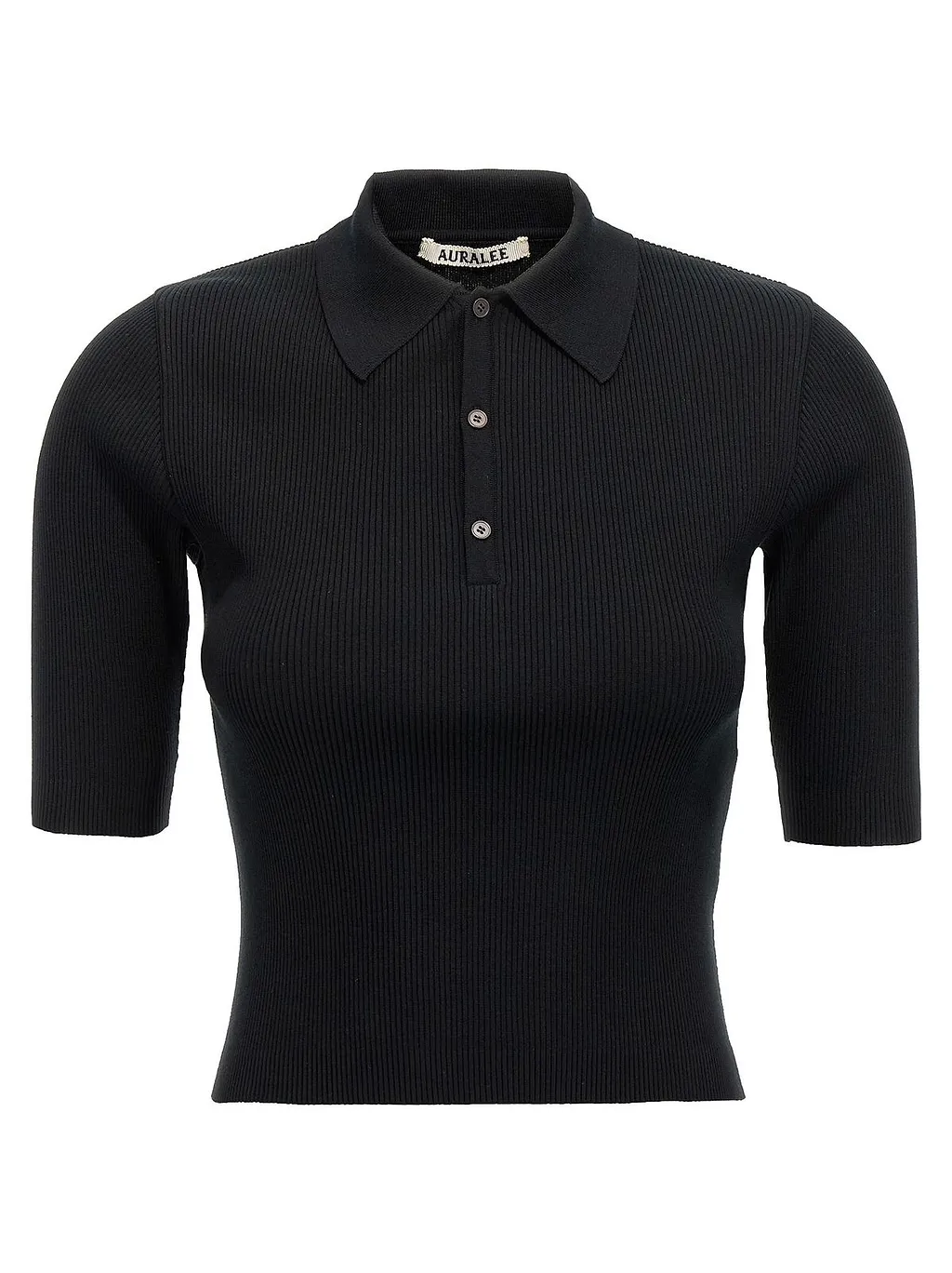 Auralee Ribbed Knit Polo Top