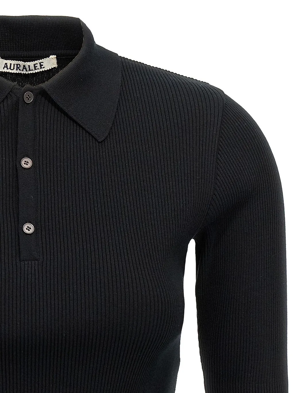 Auralee Ribbed Knit Polo Top