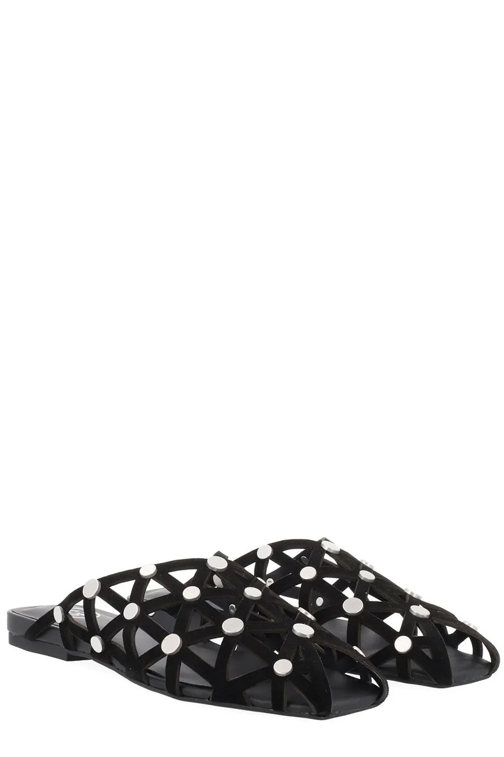 Ash Bone Cut-Out Detailed Studded Mules