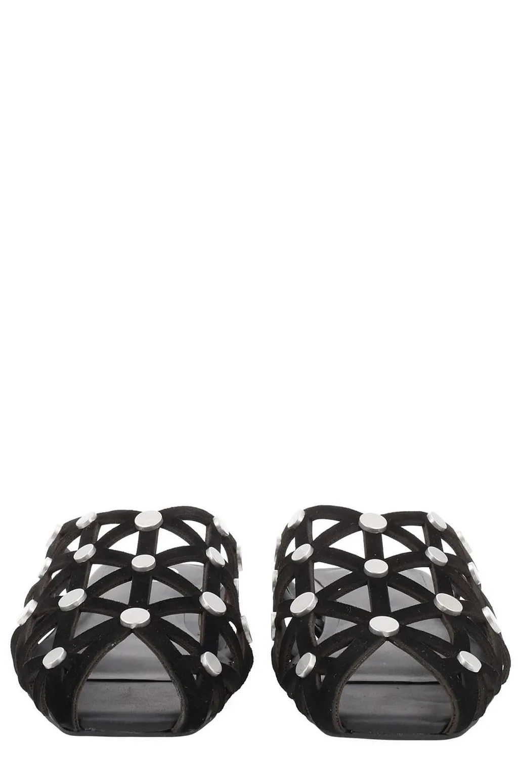 Ash Bone Cut-Out Detailed Studded Mules