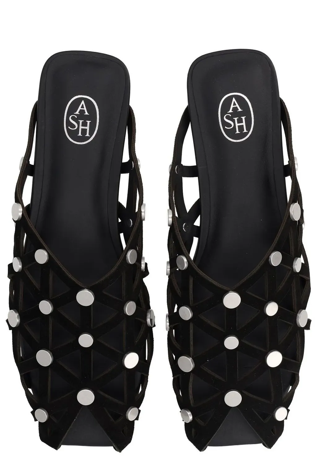 Ash Bone Cut-Out Detailed Studded Mules