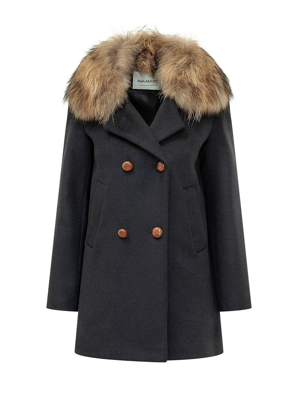 Ava Adore Double-Breasted Fur Collar Coat