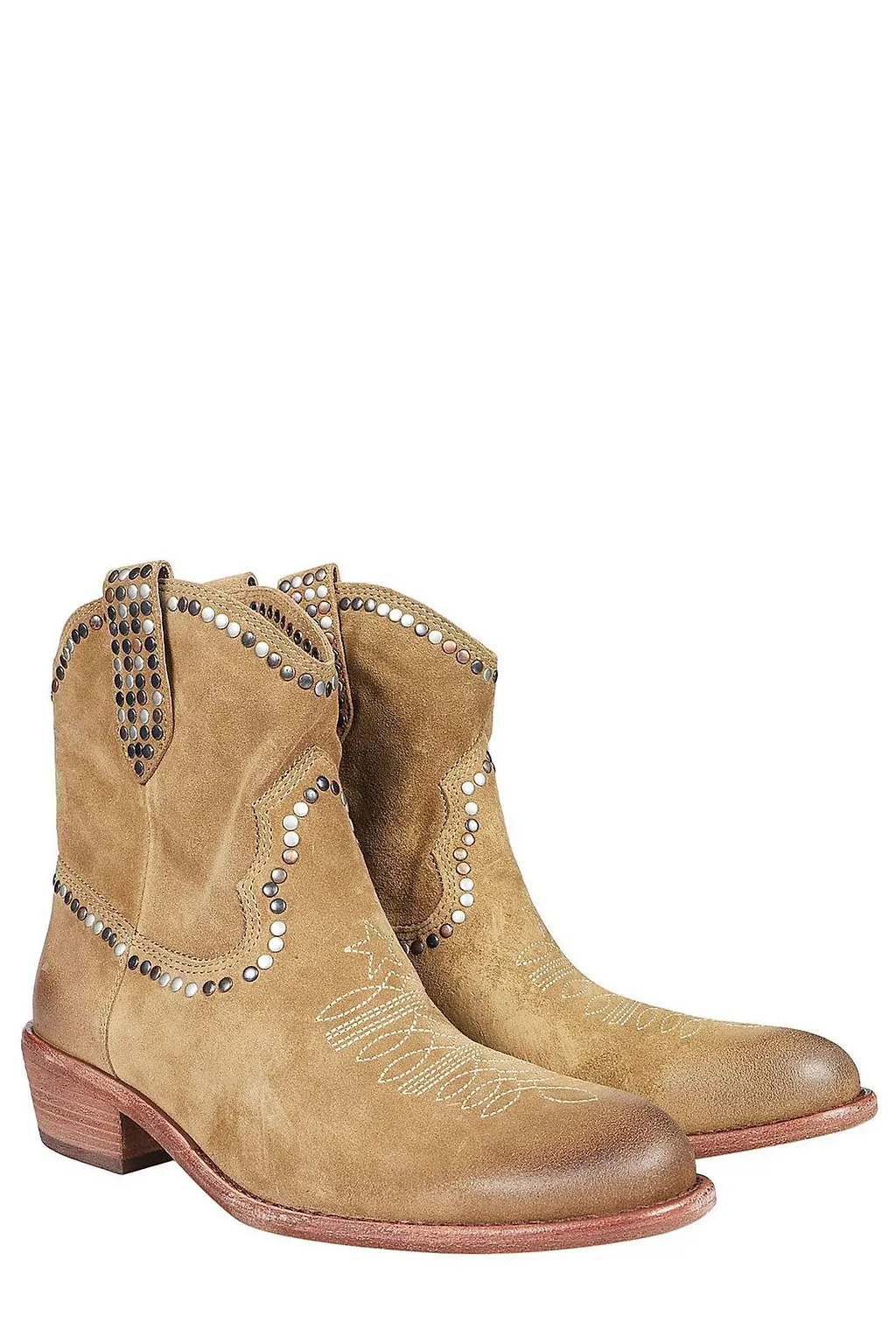 Ash Gipsy Studded Embroidered Ankle Boots