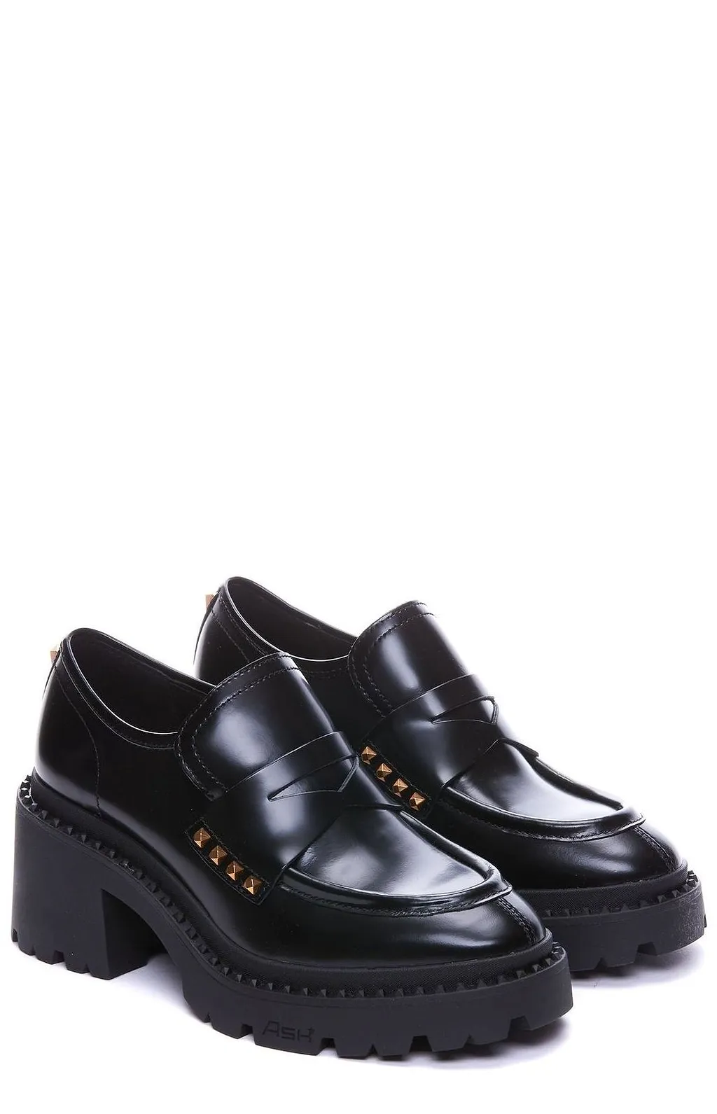 Ash Stud Embellished Round Toe Loafers
